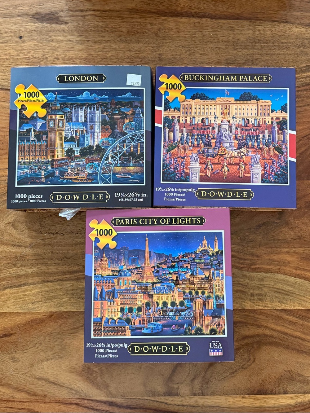 Dowdle 1000-Piece Puzzle Set Lot Paris Buckingham Palace London